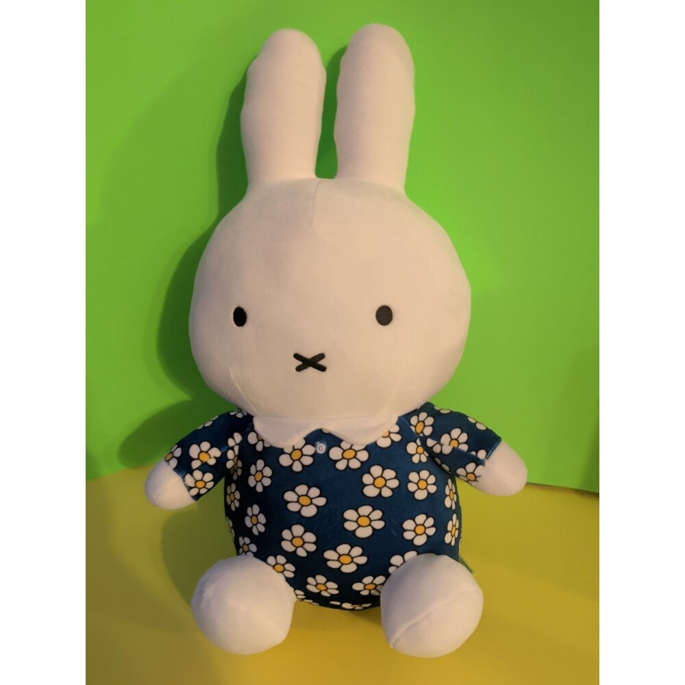 Miffy Plush Blue Daisy Flower Dress 20" Large Stuffed Toy Bunny Round 1 Excl.